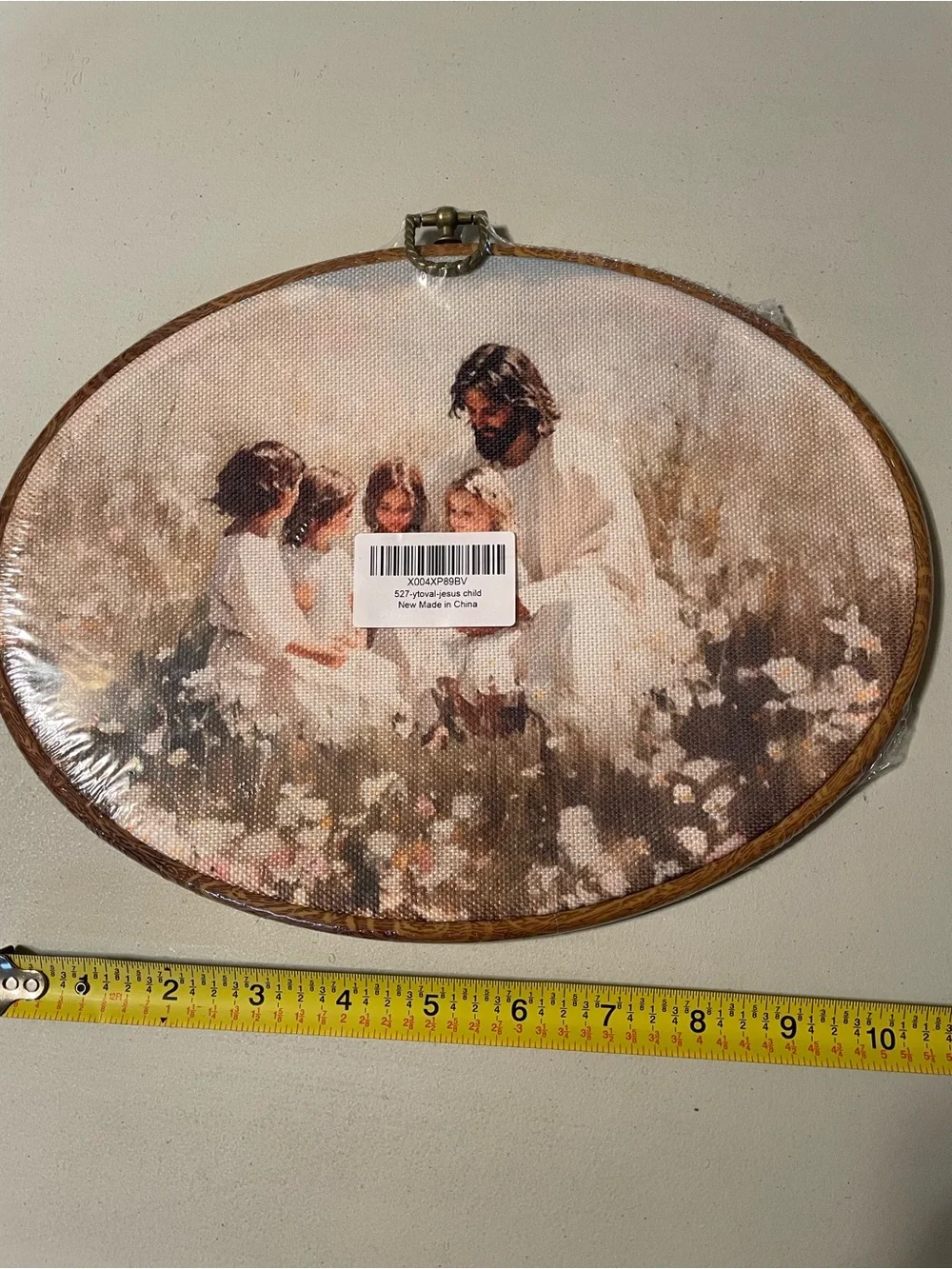Religious Wall Art Oval Print in Cream and Brown New